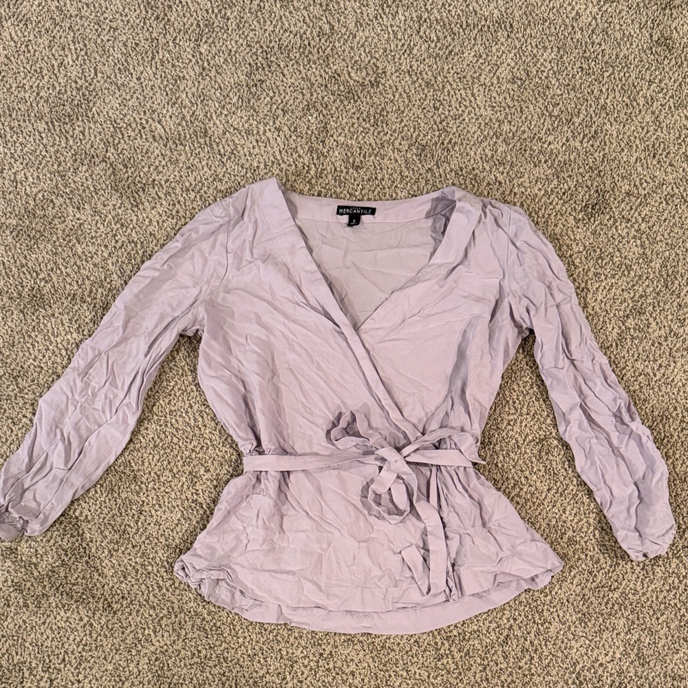 J. Crew Factory Light Purple Wrap Blouse